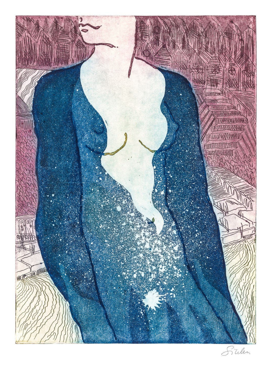 Anne-Marie Sikker Hansen - La Femme En Bleu - Giclée-tryk