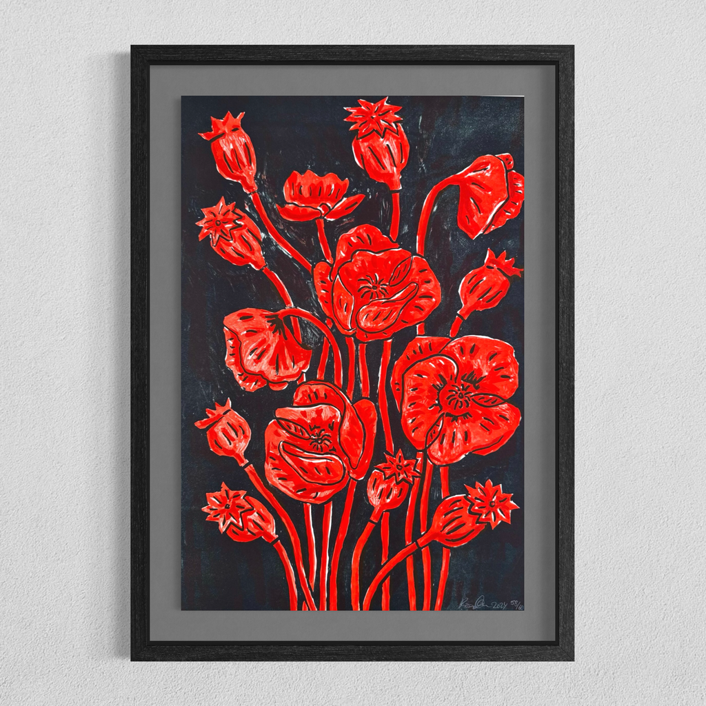 Rose Eken - Poppies - med indramning
