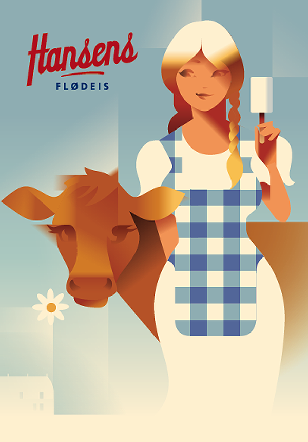Hansen's Flødeis - Pige og ko
