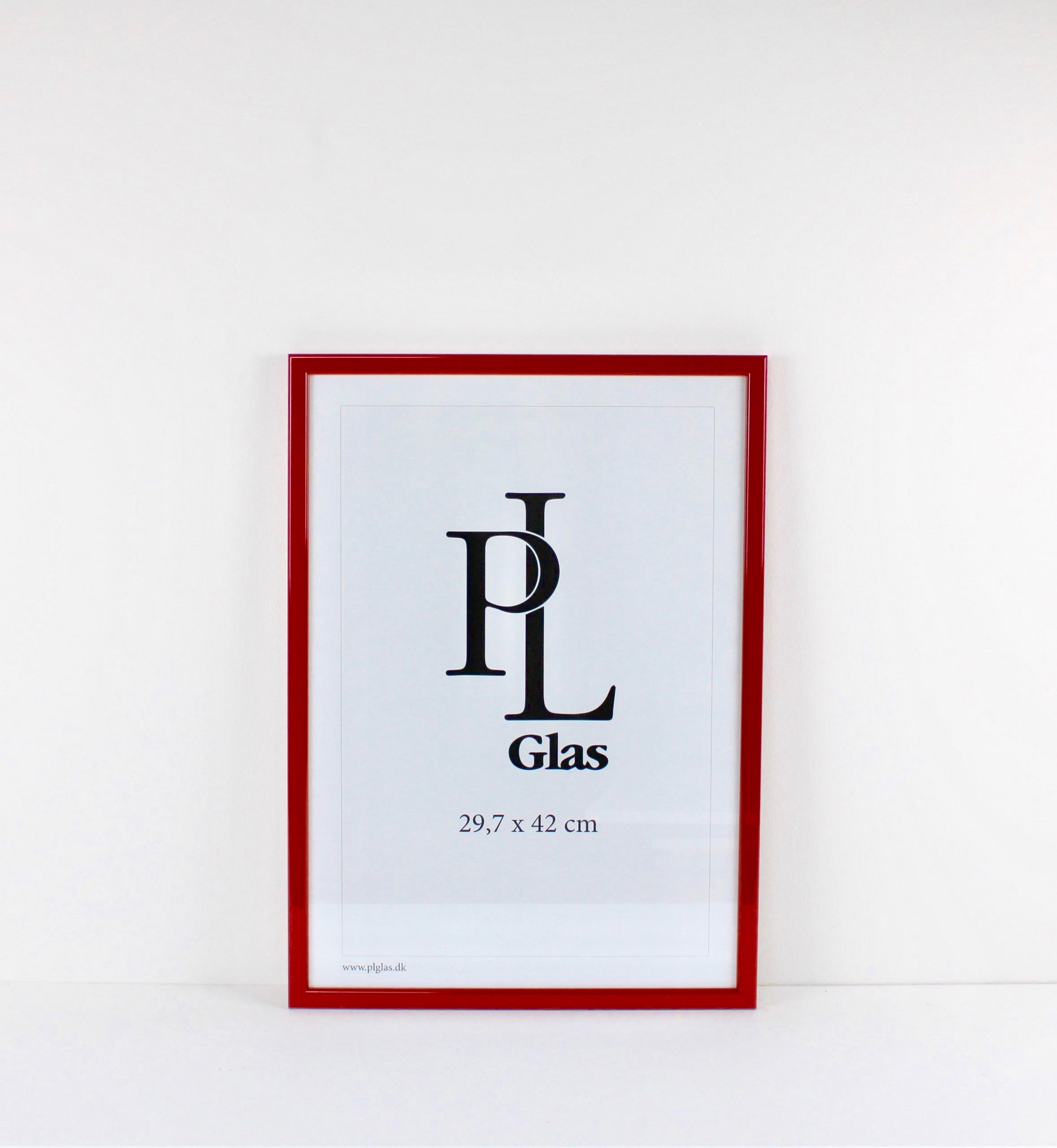 Rød lak træramme - PL glas