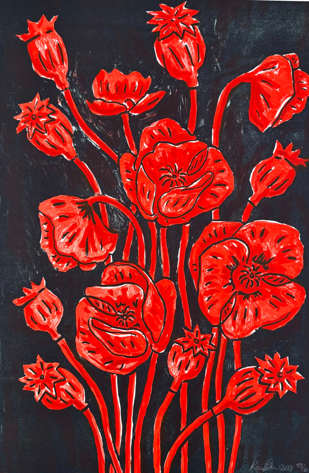 Rose Eken - Poppies - med indramning